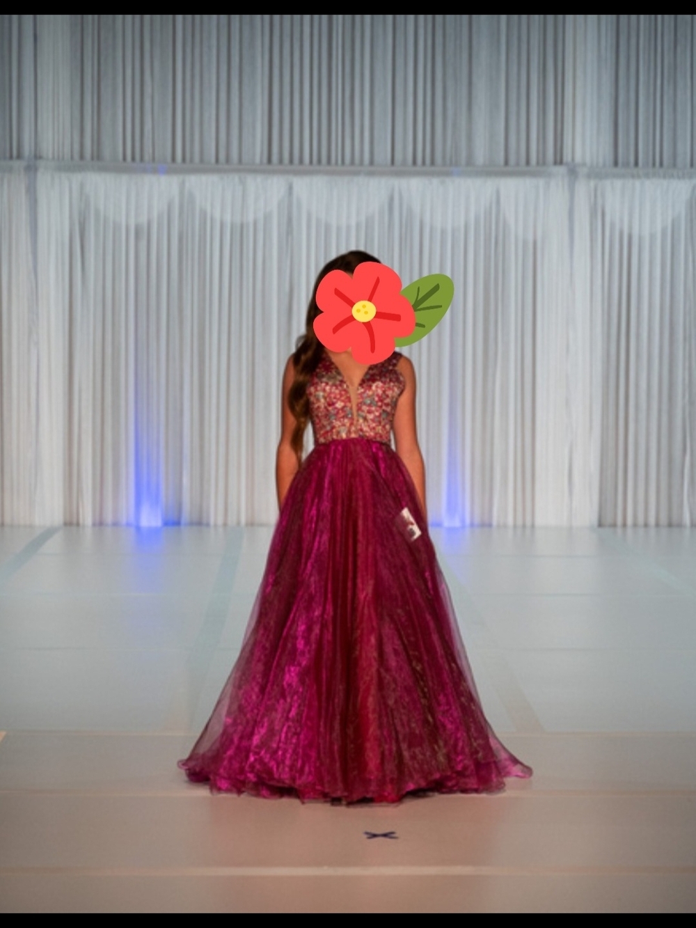 Sherri Hill Fuchsia Beaded Bodice Tulle Ball Gown